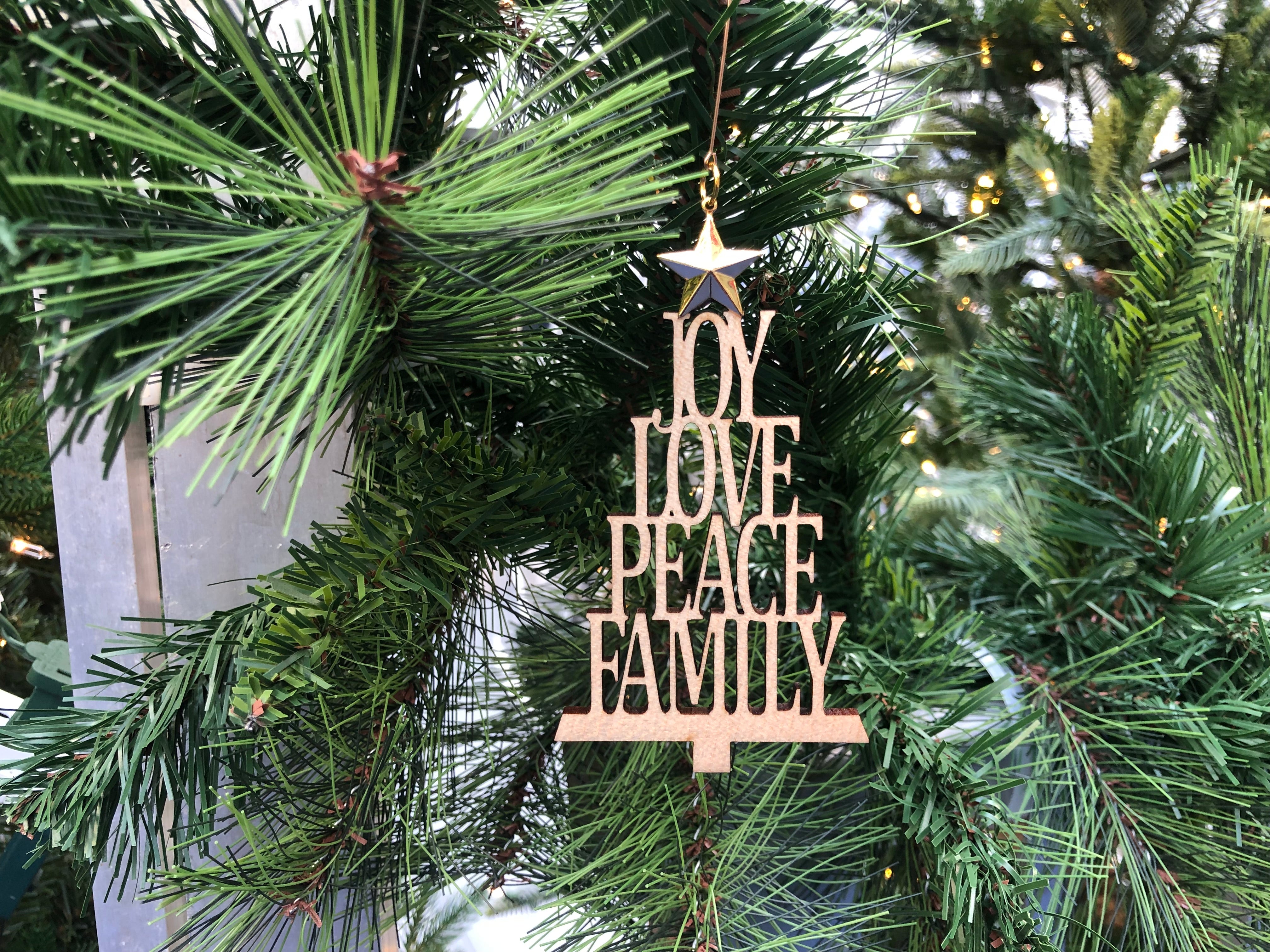 Joy Love Peace Family Christmas Ornament - Davin & Kesler