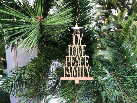 Joy Love Peace Family Christmas Ornament