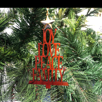 Joy Love Peace Family Christmas Ornament
