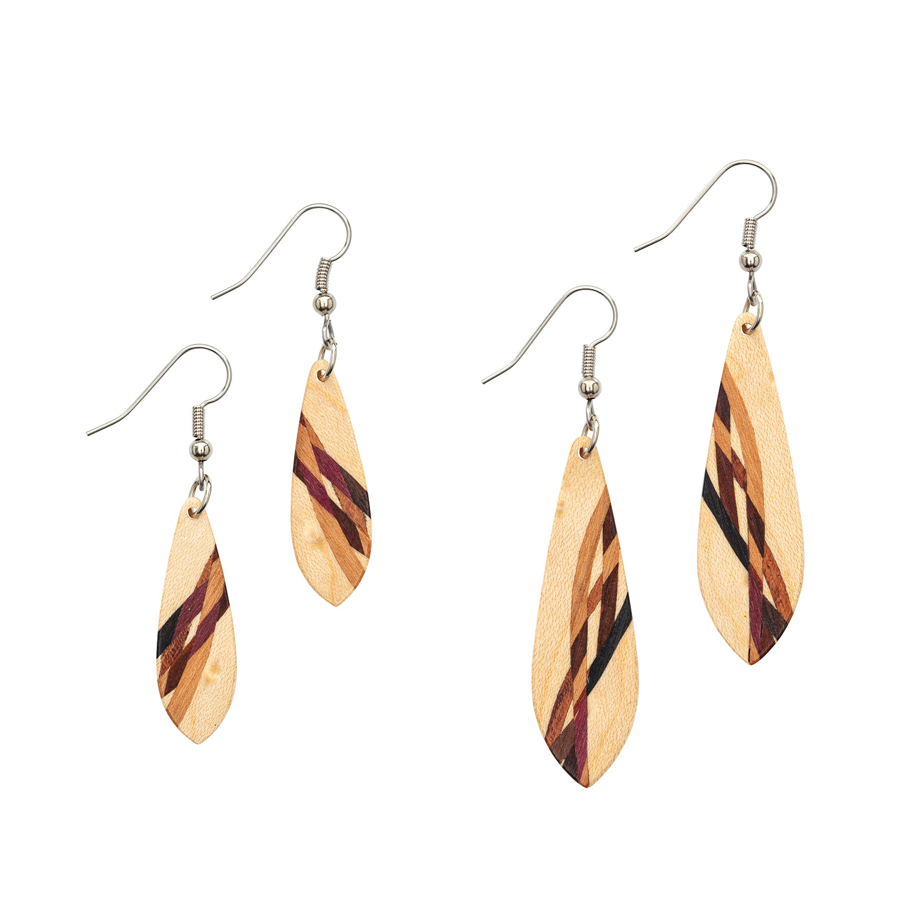 Inlay earrings marquis small and large