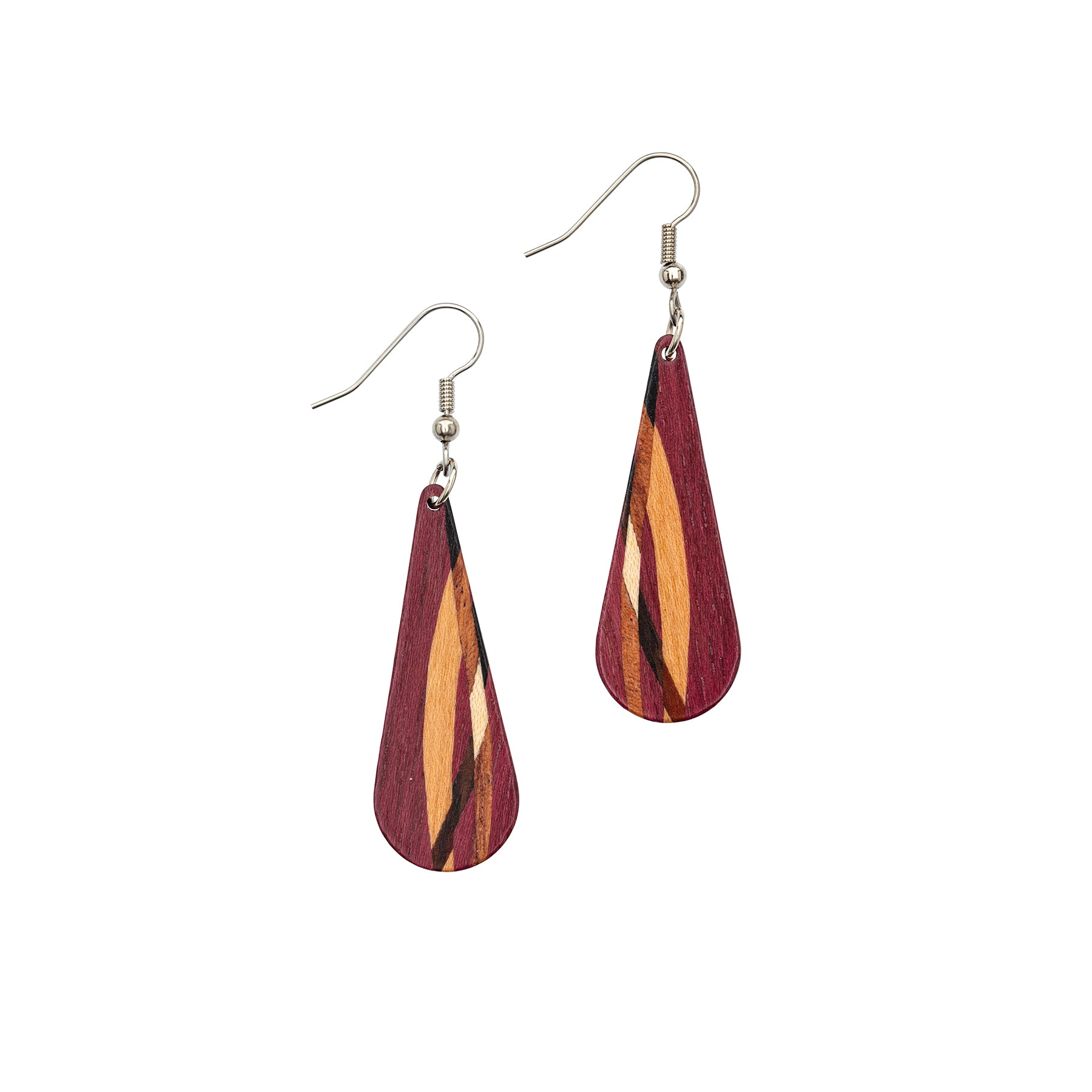 Purple heart inlay earrings