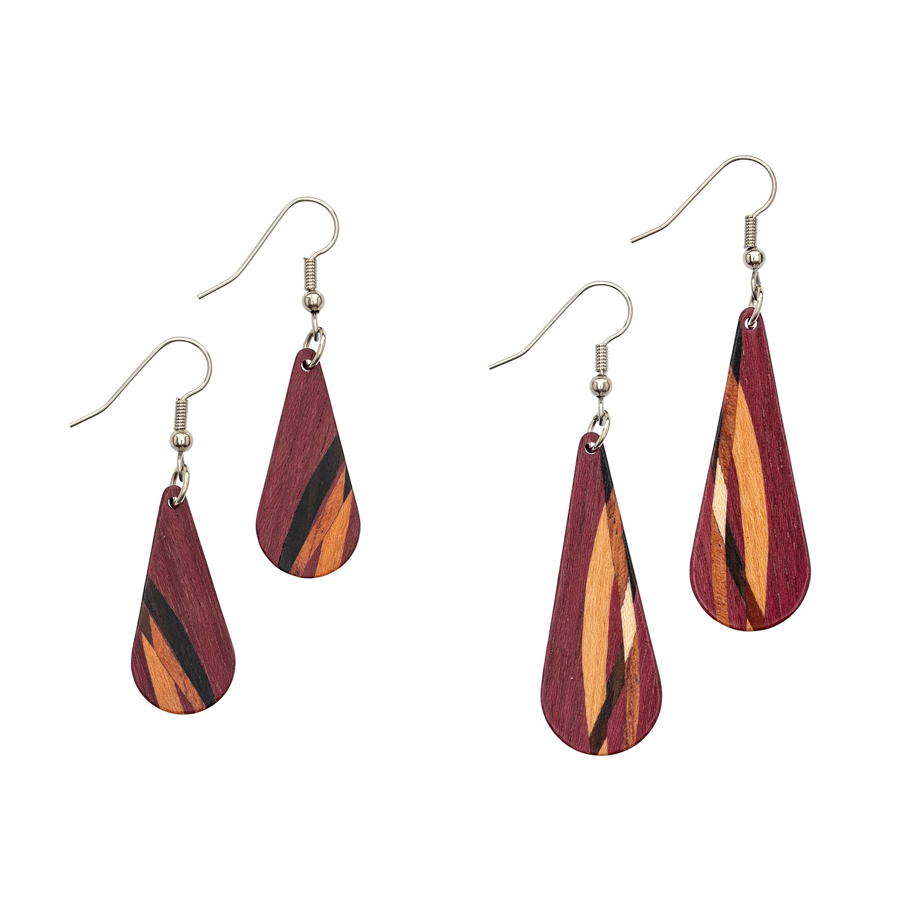 Teardrop earrings inlay wood