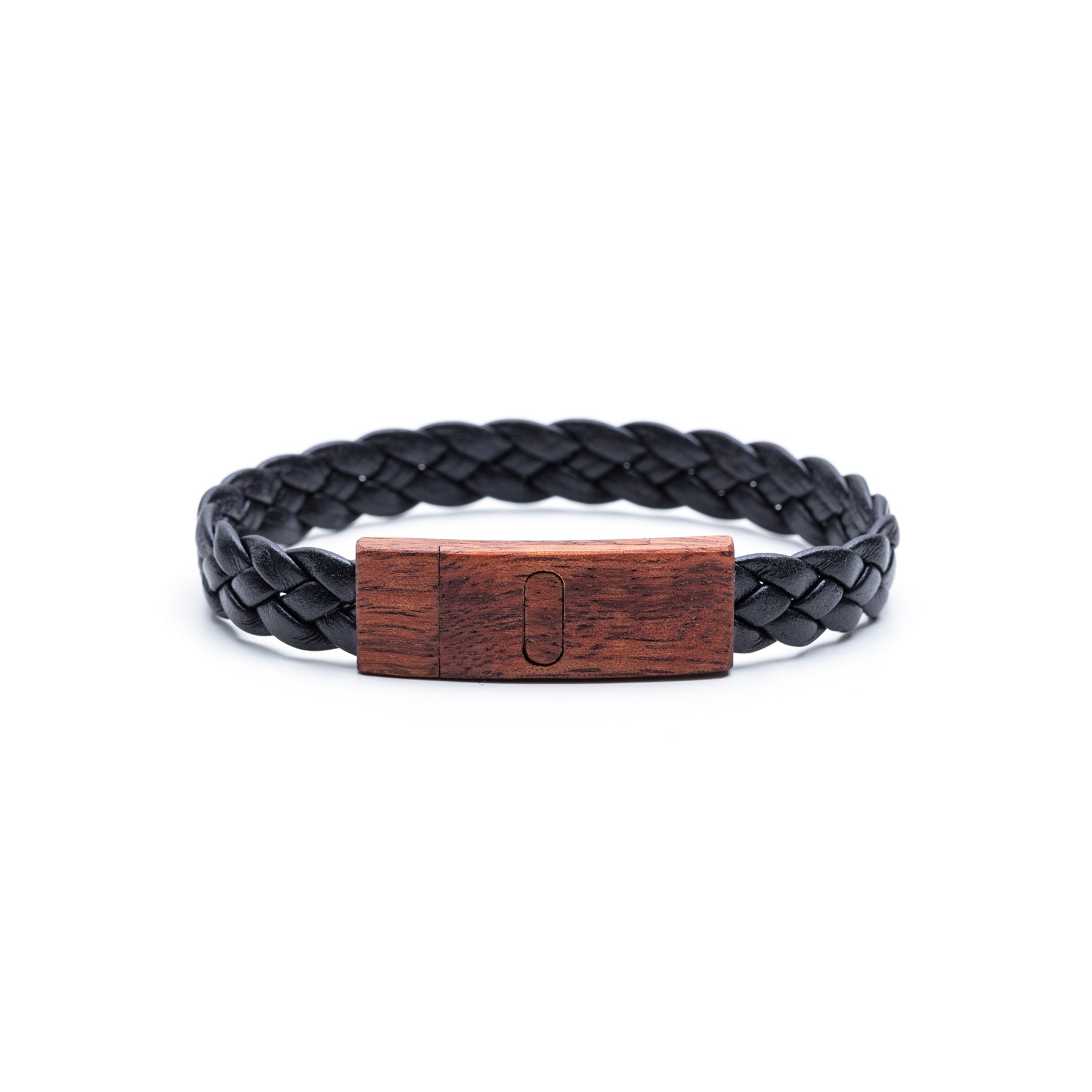 koa bracelet with leather band