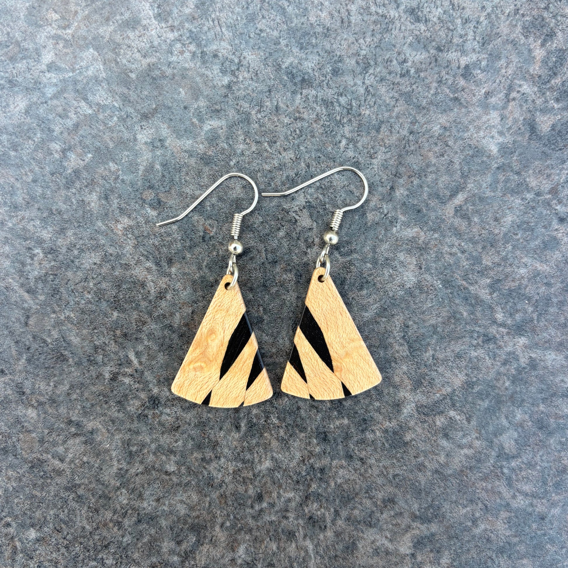 Ebony and maple fan earrings