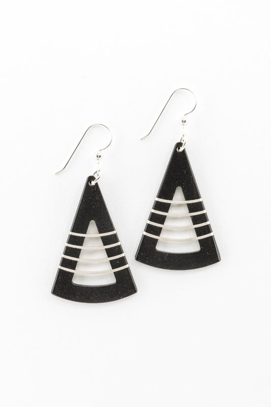 Earrings - Open Silver Fans