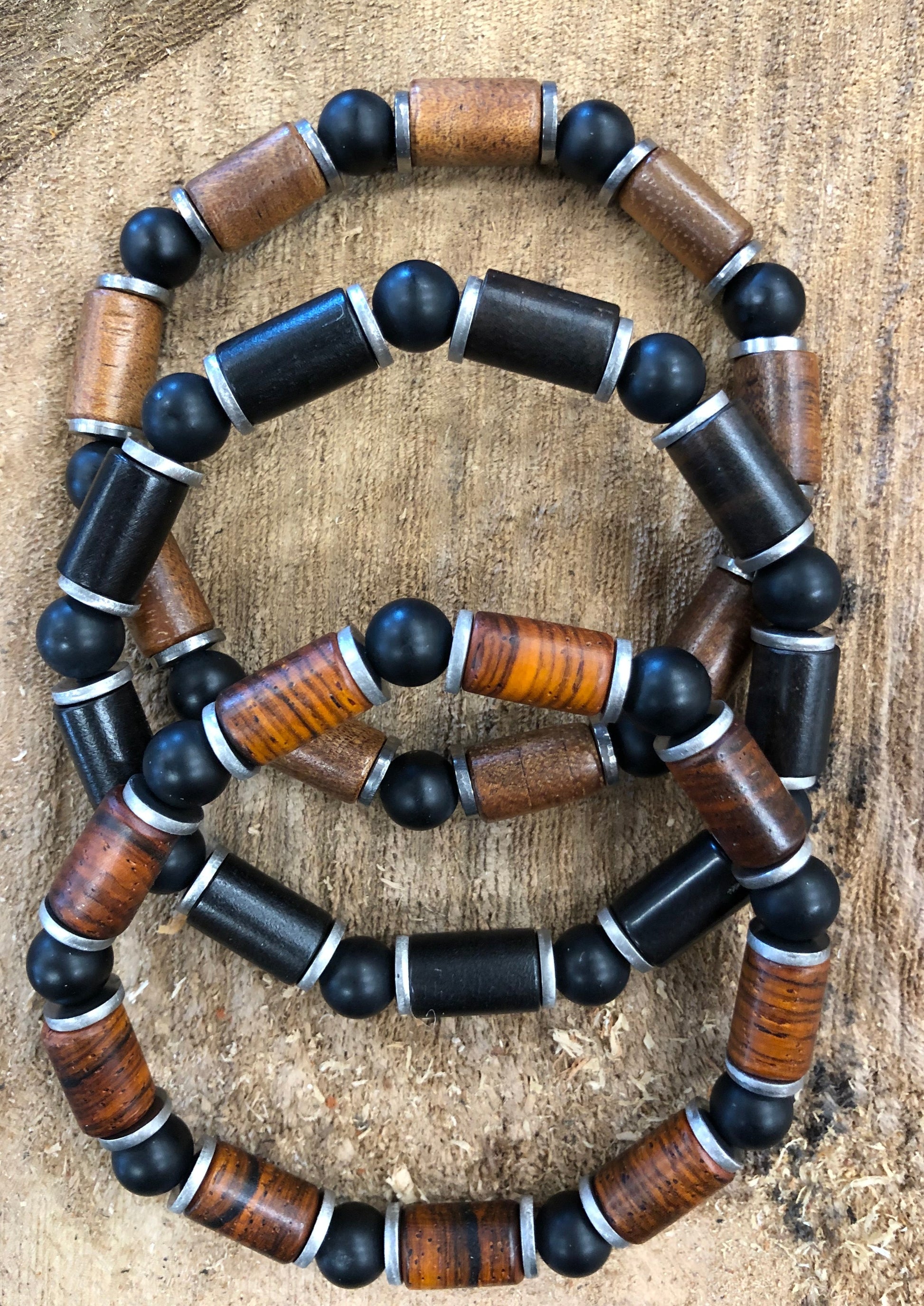 Handmade Wooden Bracelet - Beaded by Davin & Kesler