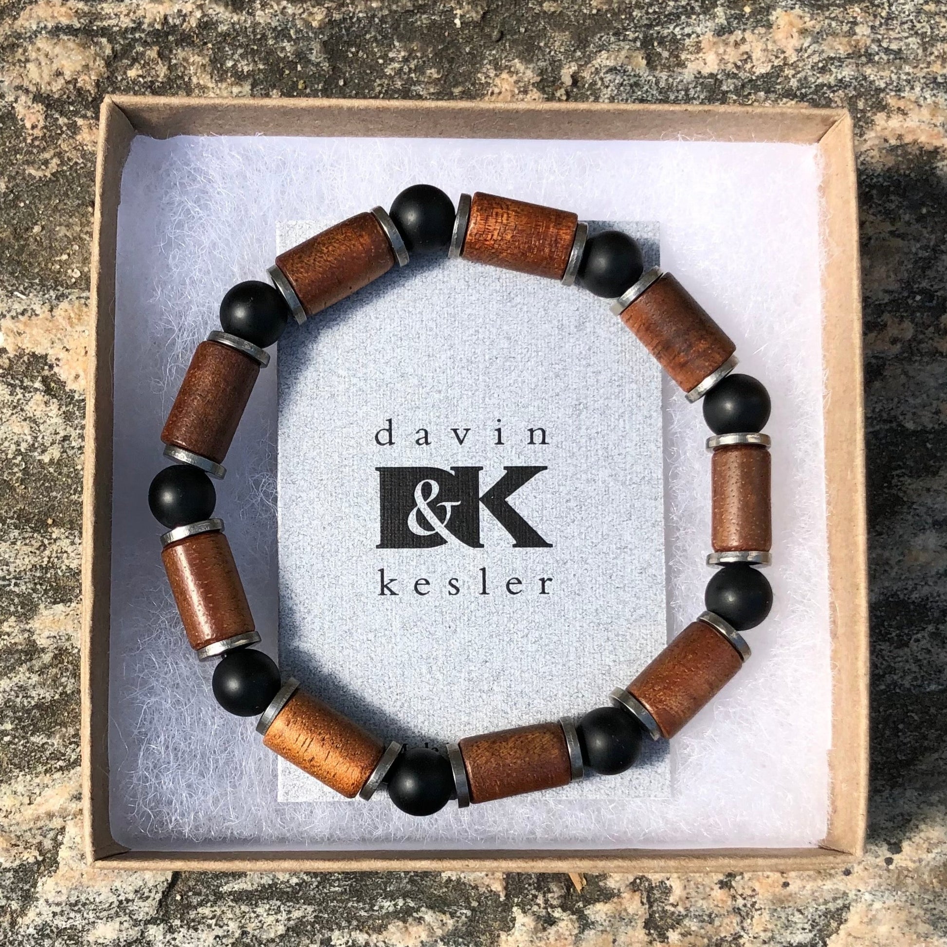 Bracelet - Wood Square Beads Cocobolo Rosewood